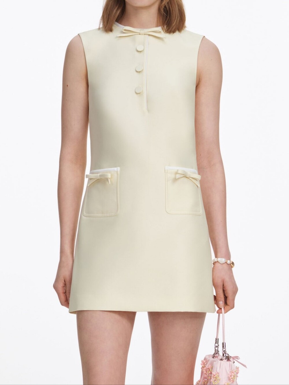 Self PortraitYellow Taffeta Bow Mini Dress - Picture 4 of 16